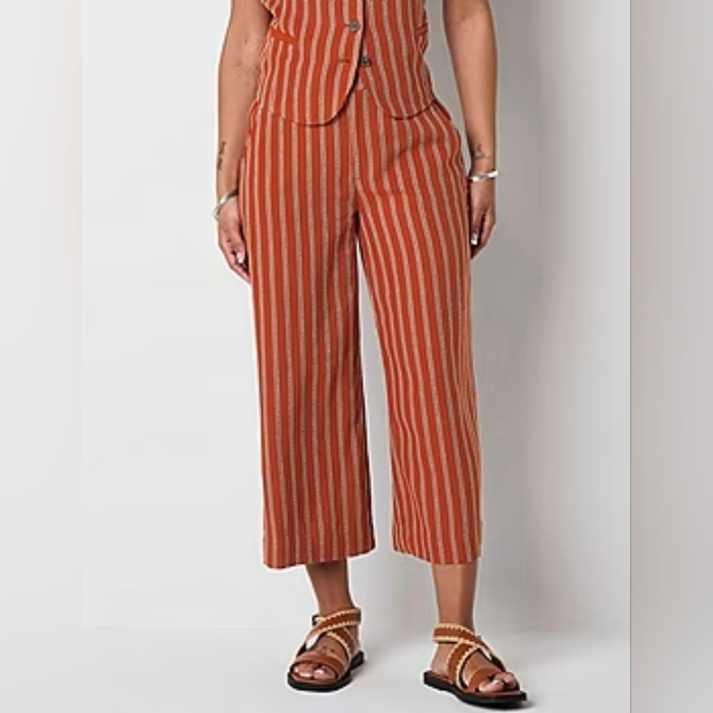 a.n.a Linen Blend Womens Wide Leg High Rise Capri Pant NWTs